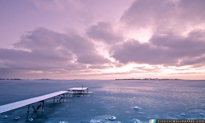 Icy lac Et Violet Sky, Arrière-plans HD à télécharger