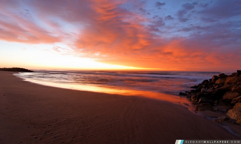 Belle plage de coucher du soleil, Arrière-plans HD à télécharger