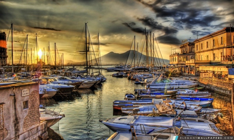 Lever de soleil dans Les Docks Naples, Arrière-plans HD à télécharger