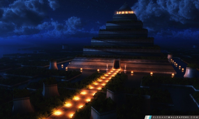 Pyramide Temple Nuit, Arrière-plans HD à télécharger