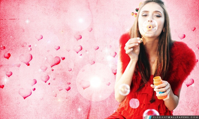 Nina Dobrev Blowing Bubbles, Arrière-plans HD à télécharger
