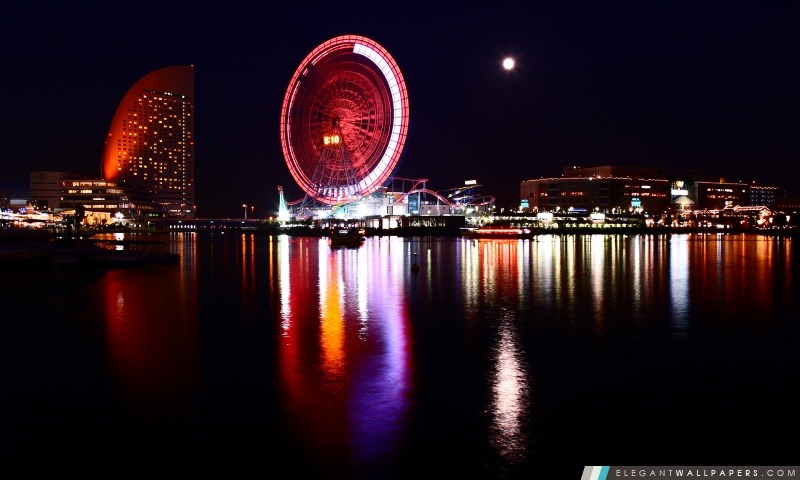 Yokohama, Japon dans la nuit, Arrière-plans HD à télécharger