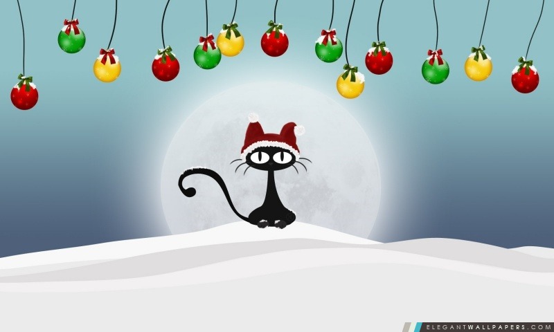 Rétro chat de Noël, Arrière-plans HD à télécharger