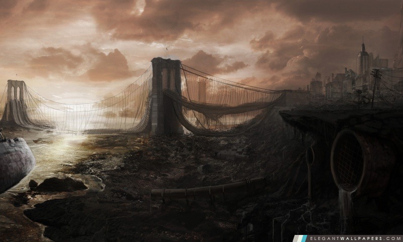 Ruines pont de Brooklyn, Arrière-plans HD à télécharger