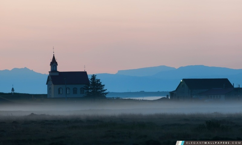 Église dans le brouillard, Arrière-plans HD à télécharger