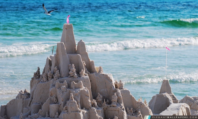 Des châteaux de sable sur la plage, Arrière-plans HD à télécharger