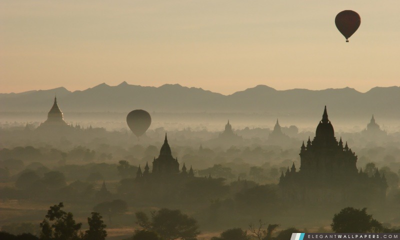 Ballons à air chauds sur le nord Guni Bagan Myanmar, Arrière-plans HD à télécharger