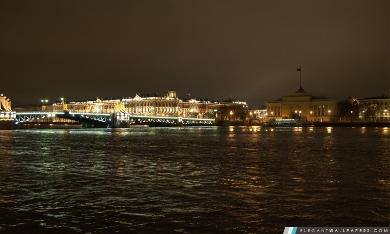 Saint-Pétersbourg Vue de nuit de la rivière, Arrière-plans HD à télécharger