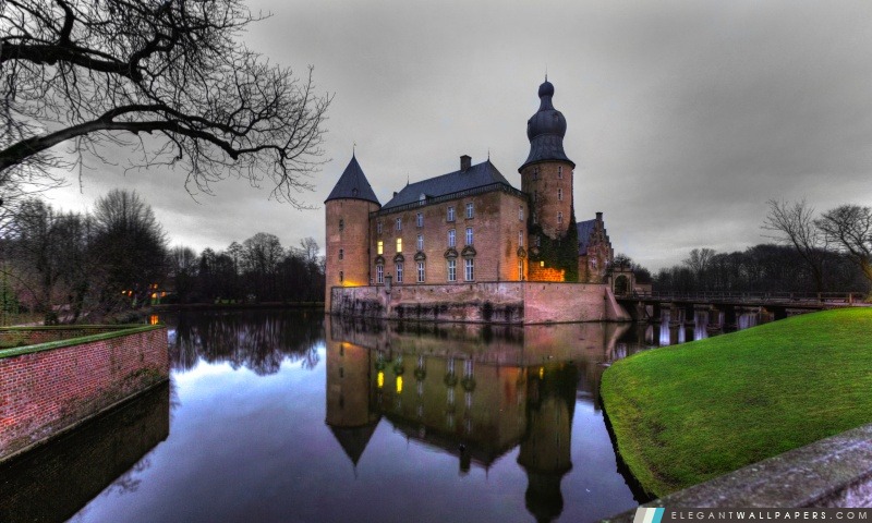 Château réflexion, Allemagne, Arrière-plans HD à télécharger