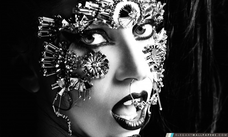 Lady Gaga en noir et blanc, Arrière-plans HD à télécharger