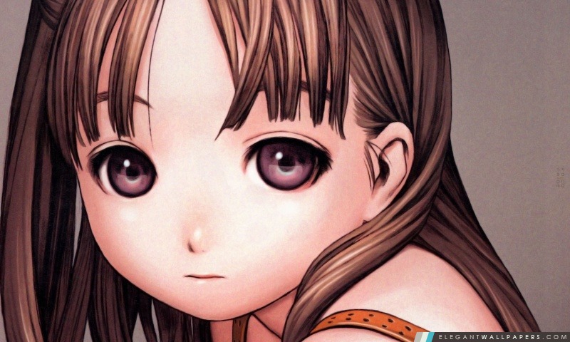 Anime Girl Avec Cheveux bruns, Arrière-plans HD à télécharger