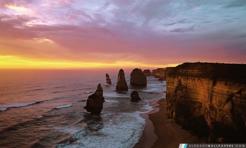 Douze apôtres au coucher du soleil, parc national de Port Campbell, Australie, Arrière-plans HD à télécharger