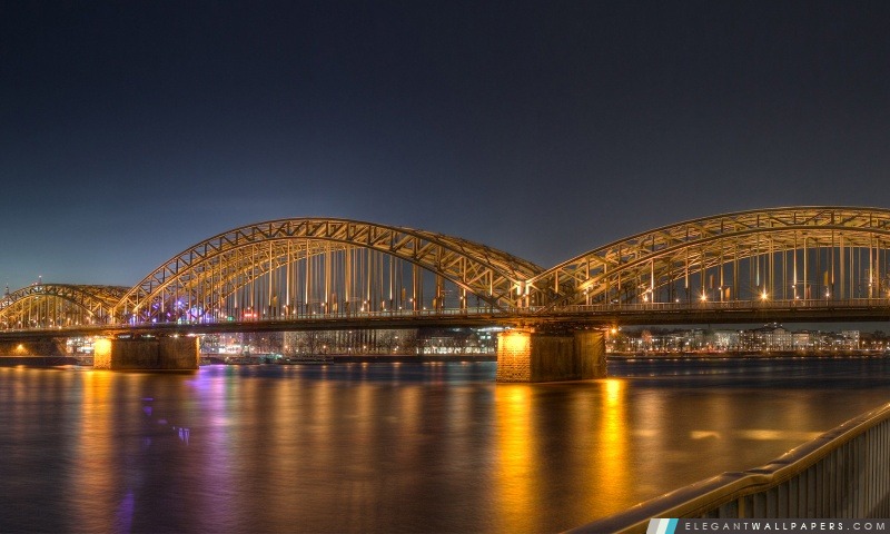 Pont Hohenzollern au crépuscule, Arrière-plans HD à télécharger