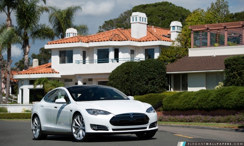 2013 Tesla Model S en blanc, Arrière-plans HD à télécharger