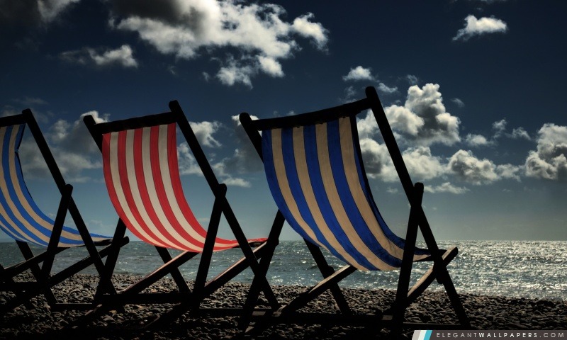 Chaises de plage sur la plage, Arrière-plans HD à télécharger