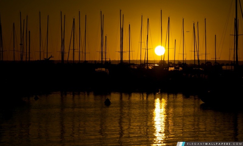 Lever de soleil sur les mâts des Matilda Bay, Arrière-plans HD à télécharger