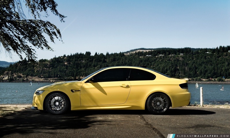 BMW M3 jaune, Arrière-plans HD à télécharger