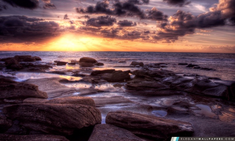 Ocean Sunset, HDR, Arrière-plans HD à télécharger
