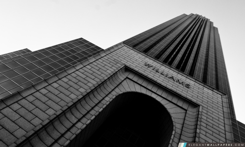 Williams Tower en noir et blanc, Arrière-plans HD à télécharger