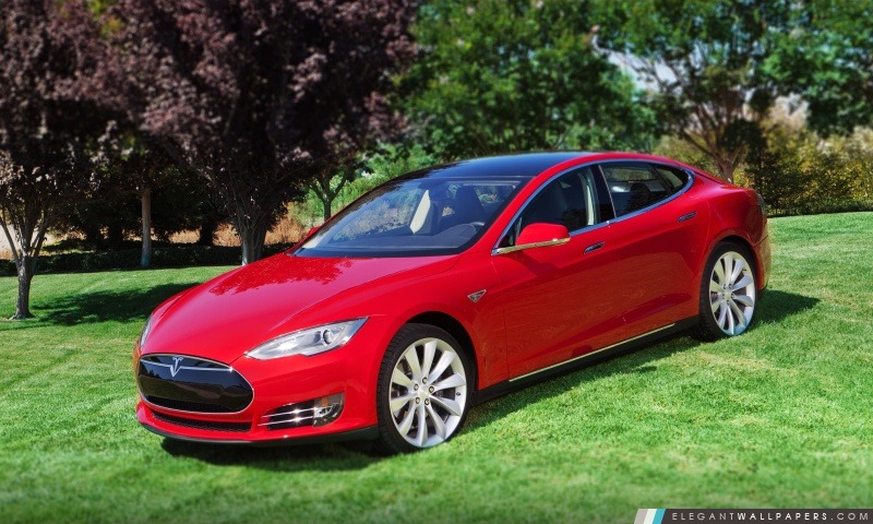Rouge Tesla Model S2, Arrière-plans HD à télécharger