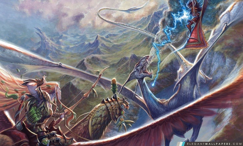 Dragons et Elfs, Arrière-plans HD à télécharger