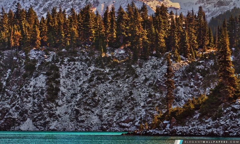 Mountain Lake, hiver, Arrière-plans HD à télécharger