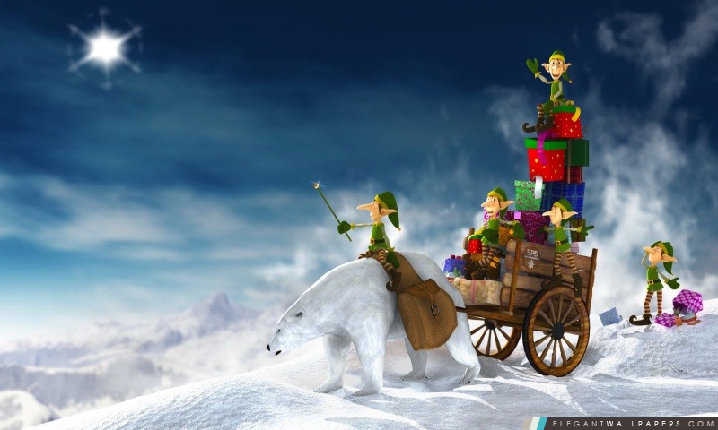 Elfes de Noël 3D, Arrière-plans HD à télécharger