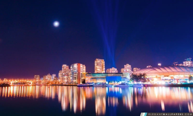 Réflexion Vancouver la nuit, Arrière-plans HD à télécharger