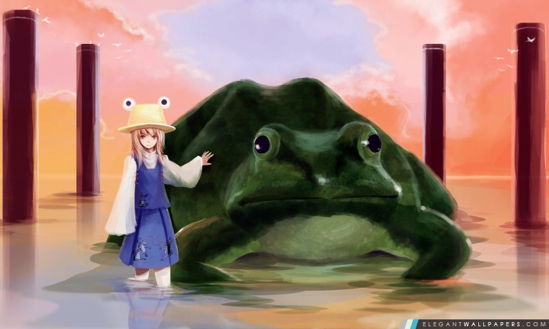 Fille Et Big Frog, Arrière-plans HD à télécharger