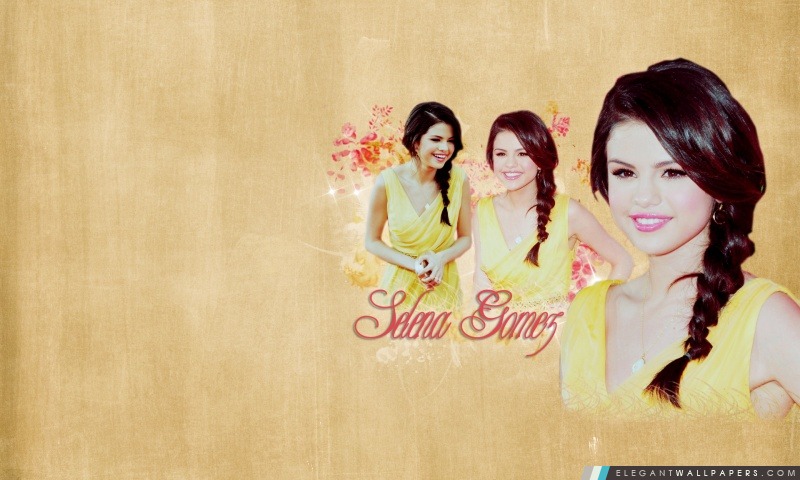Selena Gomez en robe jaune, Arrière-plans HD à télécharger