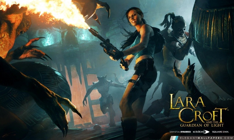 Lara Croft lance-flammes, Arrière-plans HD à télécharger