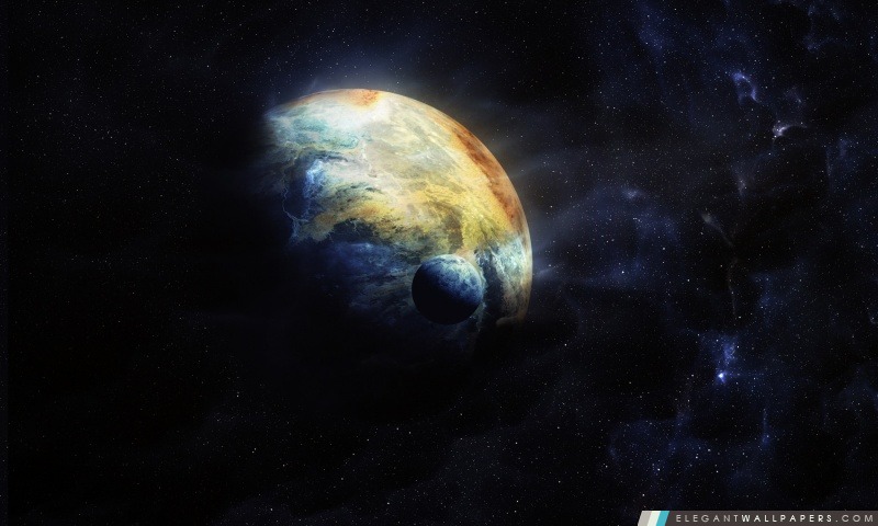 Planète et lune, Arrière-plans HD à télécharger