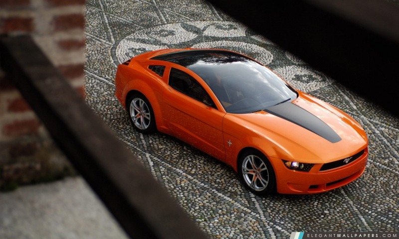 Orange Ford Mustang 1, Arrière-plans HD à télécharger
