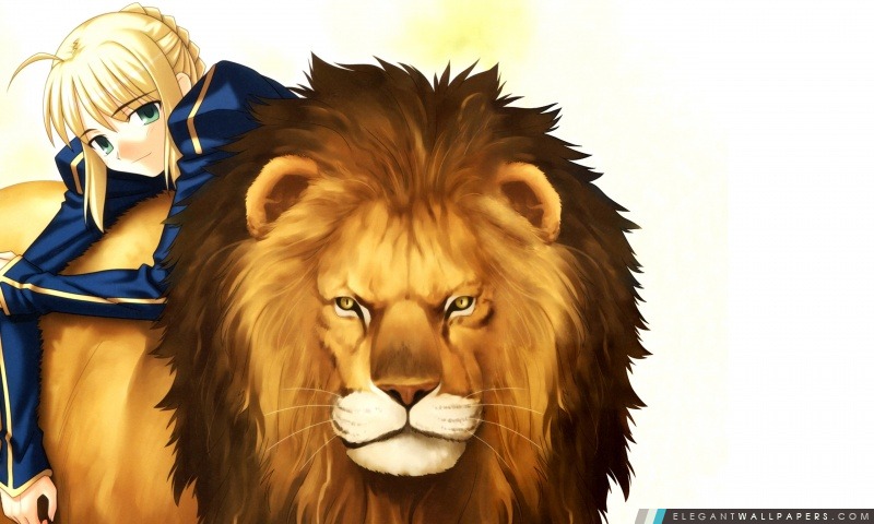 Fille Avec Son Anime Lion, Arrière-plans HD à télécharger