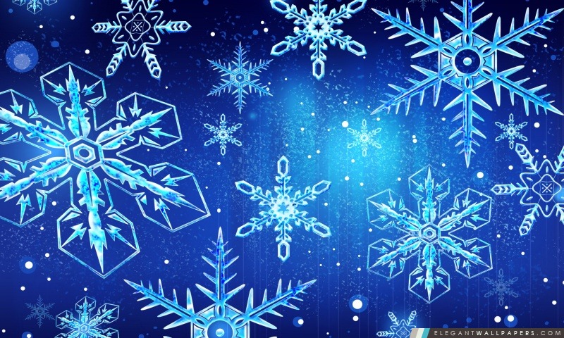 Flocons de neige bleus Nouvel An, Arrière-plans HD à télécharger