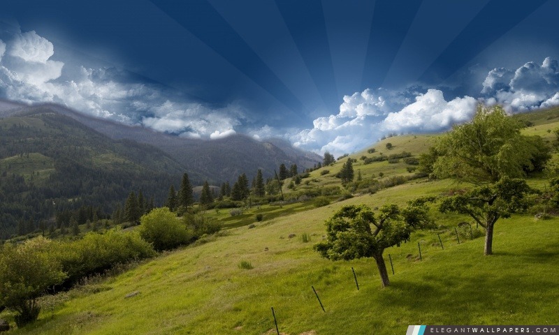 Photoshop Hilltop Mountain Sky, Arrière-plans HD à télécharger