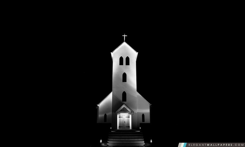 Église la nuit, l'Islande, Arrière-plans HD à télécharger