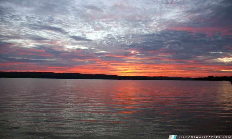 Lever du soleil, lac Portage, Onekama, MI, Arrière-plans HD à télécharger