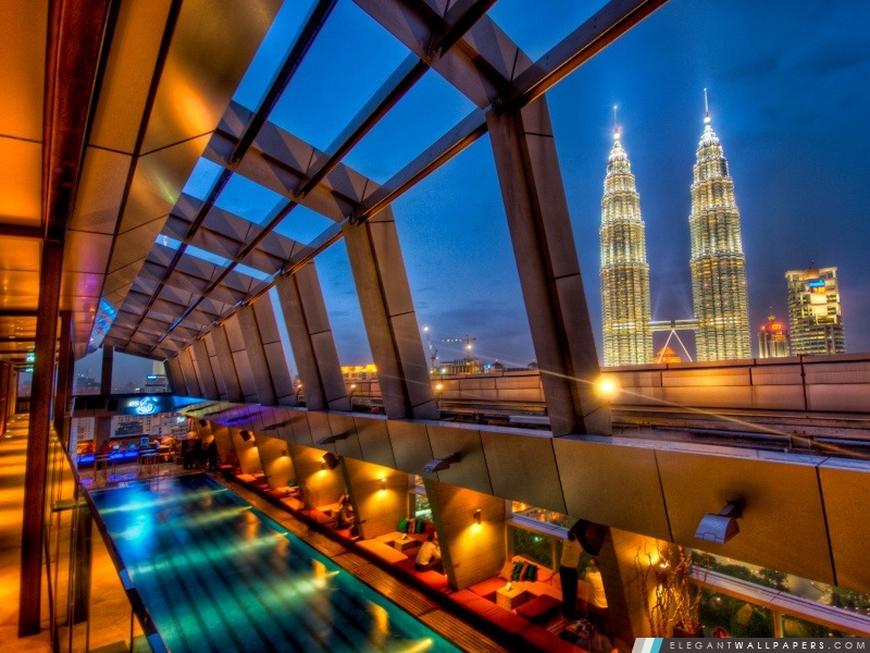 Piscine et Petronas Towers, Arrière-plans HD à télécharger