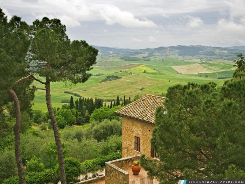 Belle Vue de la ville de Pienza en Toscane Italie, Arrière-plans HD à télécharger