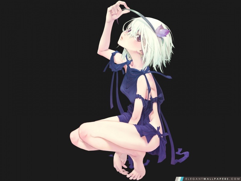 Anime Girl avec la fleur dans les cheveux, Arrière-plans HD à télécharger