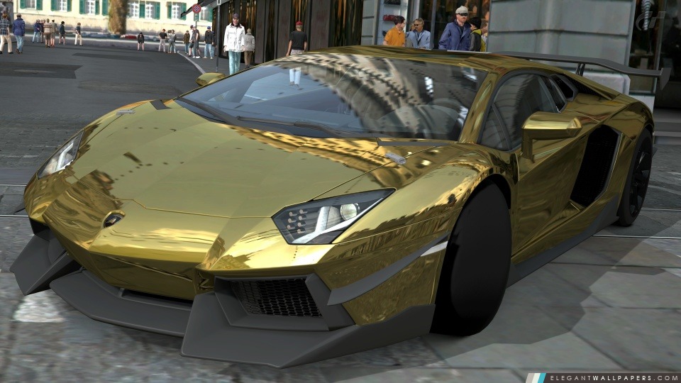 Lamborghini Aventador LP700-4 Gold Chrome, Gran Turismo 5, Arrière-plans HD à télécharger