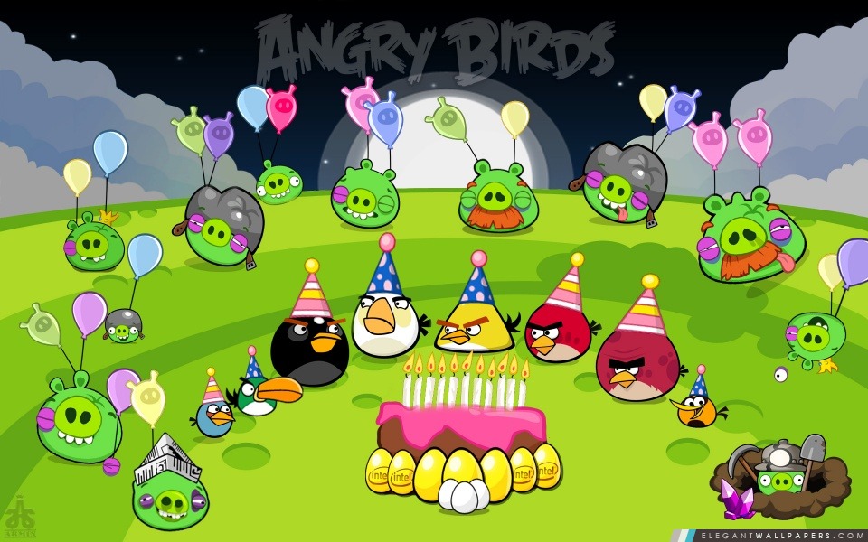 Angry Birds Parti nuit et de fin de porcs, Arrière-plans HD à télécharger
